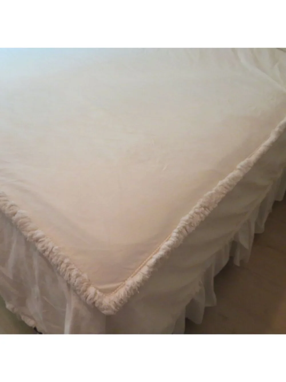 Vintage Full/Queen Cotton Duvet Cover Chenille Fringe Detail Zip 90